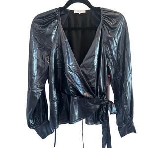 NWT Parker $258 Sheridan Wrap Blouse Top Shimmer Size S
